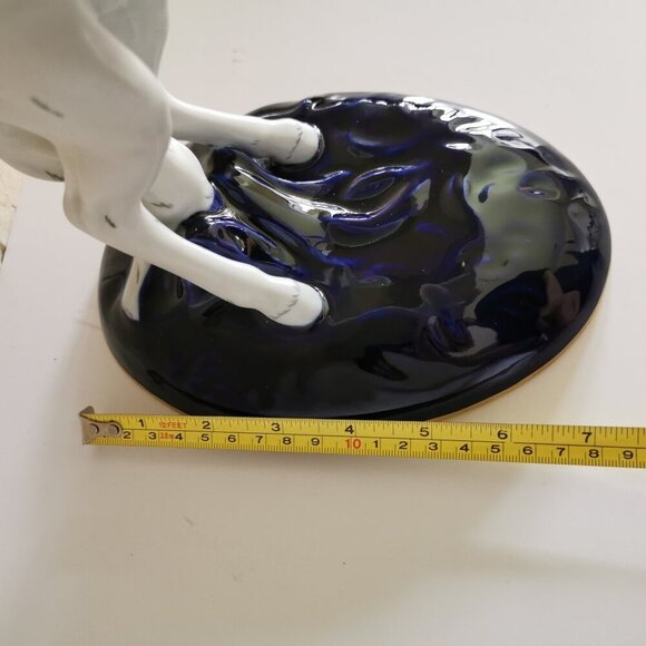Royal Dux Rearing White Horse Cobalt Blue Base Matte Porcelain Czech Bohemia - Picture 12 of 15